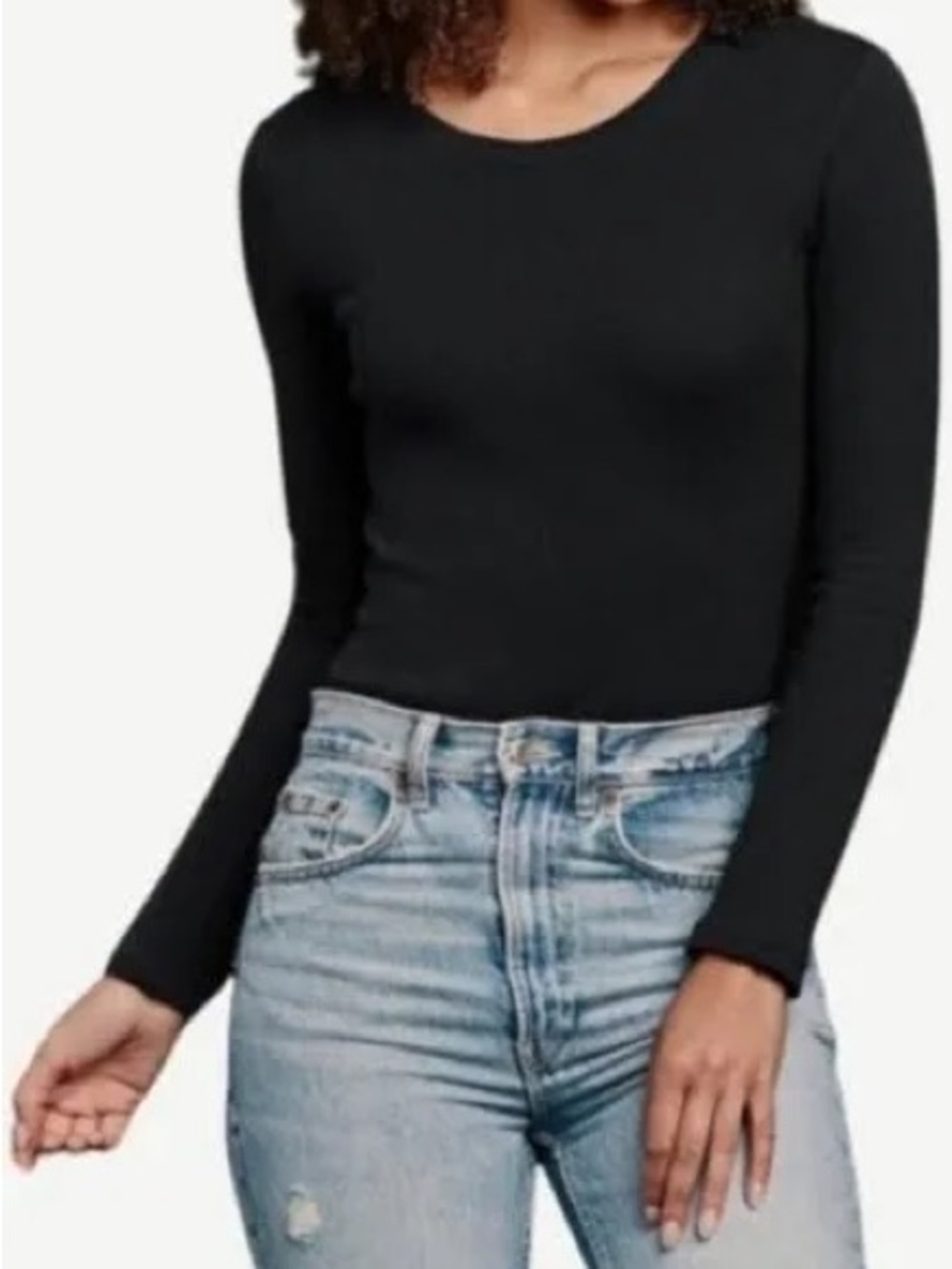 nuuds classic Crew Neck Black Long-Sleeve Bodysuit